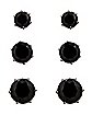 Multi-Pack CZ Black Stud Earrings 3 Pair - 20 Gauge