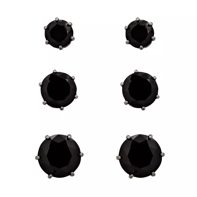 Multi-Pack CZ Black Stud Earrings 3 Pair - 20 Gauge at Spencer's