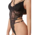 Black Lace Strappy Lingerie Bodysuit at Spencer's