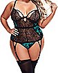 Plus Size Flower Bustier and Panties Set