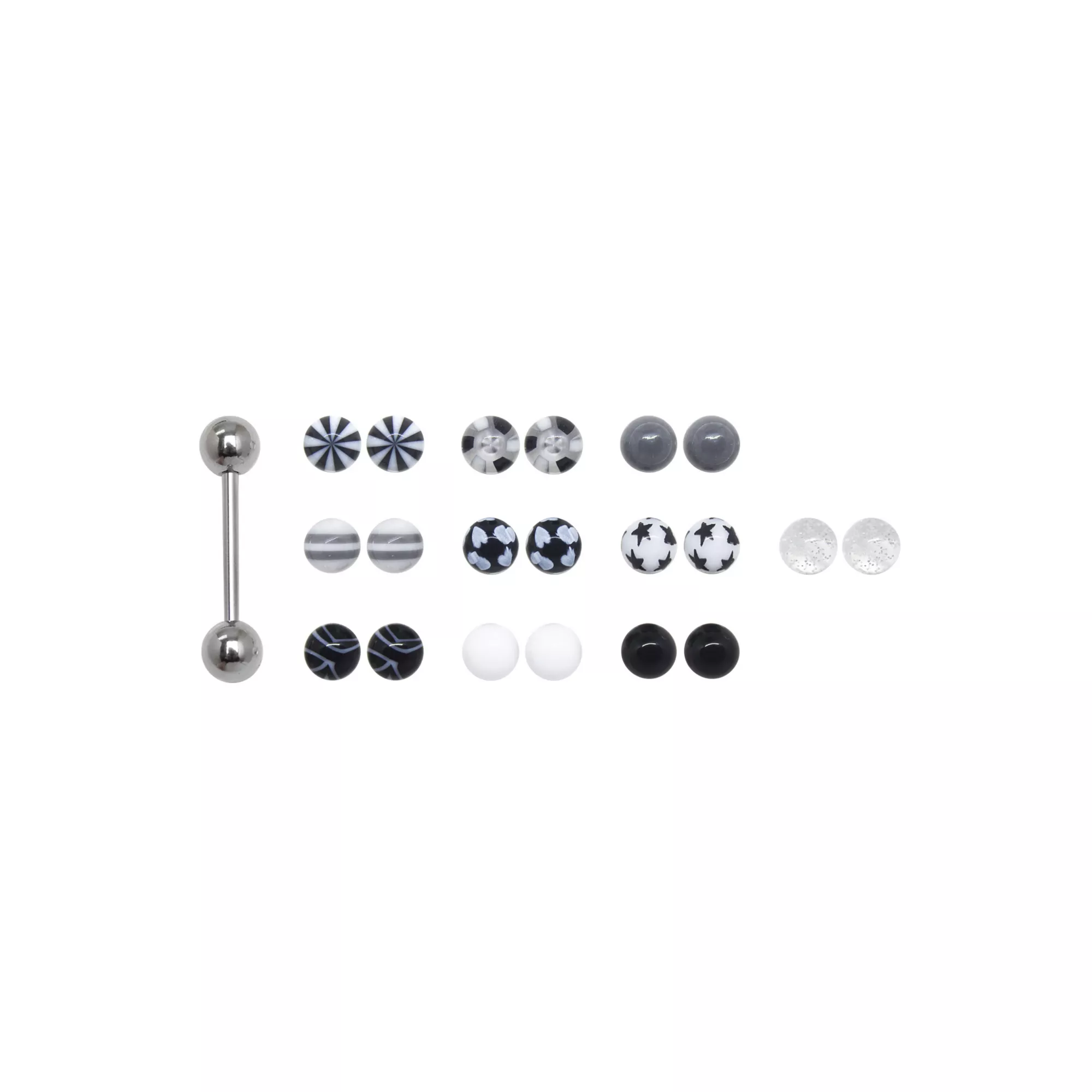 Multi-Pack Barbell with Black and White Extra Balls - 14 Gauge at Spencer's