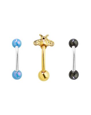 Multi-Pack Bee Charm Curved Barbells 3 Pack - 16 Gauge