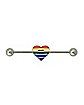 Rainbow Heart Equality Industrial Barbell - 14 Gauge