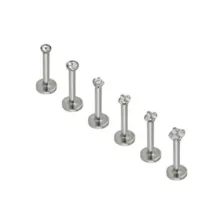 Multi-Pack CZ Labret Lip Rings 6 Pack - 16 Gauge at Spencer's