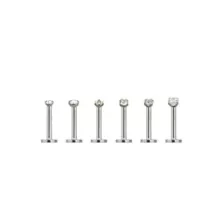 Multi-Pack CZ Labret Lip Rings 6 Pack - 16 Gauge at Spencer's