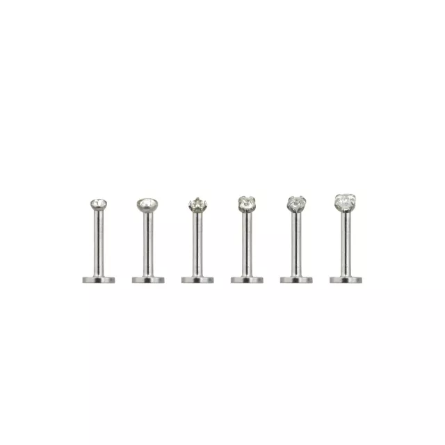 Multi-Pack CZ Labret Lip Rings 6 Pack - 16 Gauge at Spencer's