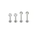 Multi-Pack CZ Labret Lip Rings 4 Pack - 16 Gauge at Spencer's