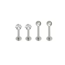 Multi-Pack CZ Labret Lip Rings 4 Pack - 16 Gauge at Spencer's