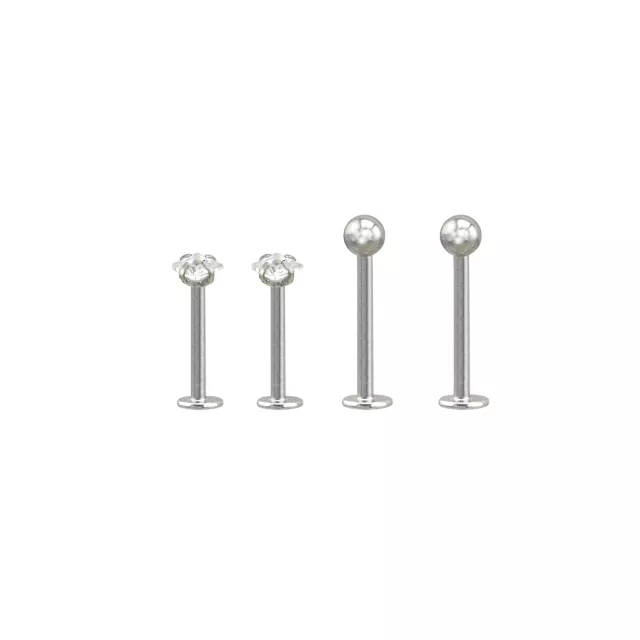 Multi-Pack CZ Labret Lip Rings 4 Pack - 16 Gauge at Spencer's