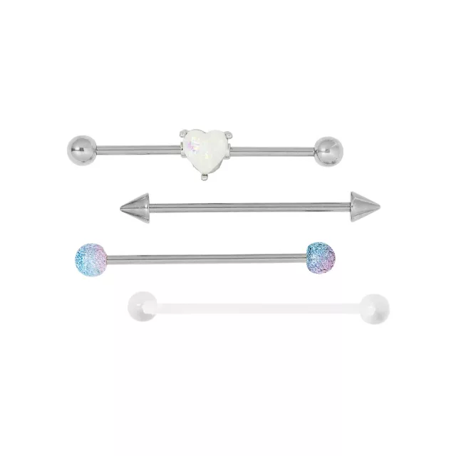 Multi-Pack Opal-Effect Industrial Barbells 4 Pack - 14 Gauge at Spencer's