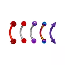 Multi-Pack CZ Colored Curved Barbells 5 Pack - 16 Gauge at Spencer's