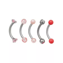 Multi-Pack CZ Pink Curved Barbells 5 Pack - 16 Gauge at Spencer's