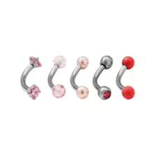 Multi-Pack CZ Pink Curved Barbells 5 Pack - 16 Gauge at Spencer's