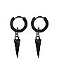 Black Spike Dangle Earrings - 18 Gauge