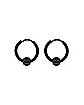 Black Onyx Beaded Hoop Earring - 18 Gauge