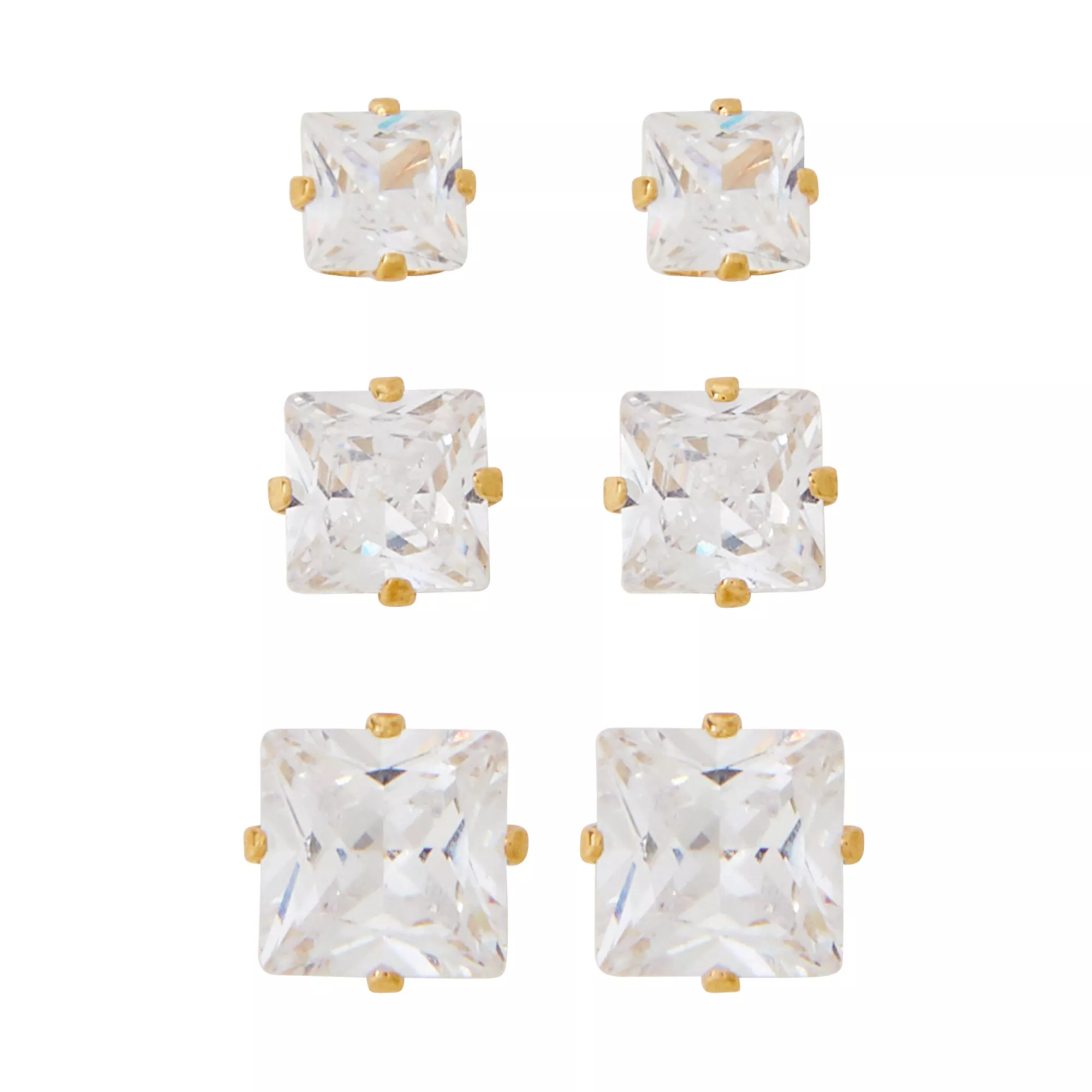 Multi-Pack CZ Square Stud Earrings - 20 Gauge at Spencer's