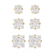 Multi-Pack CZ Square Stud Earrings - 20 Gauge at Spencer's
