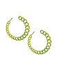 Neon Yellow Chain Hoop Earrings - 18 Gauge