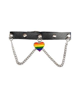 Rainbow Heart Pride Chain Choker Necklace