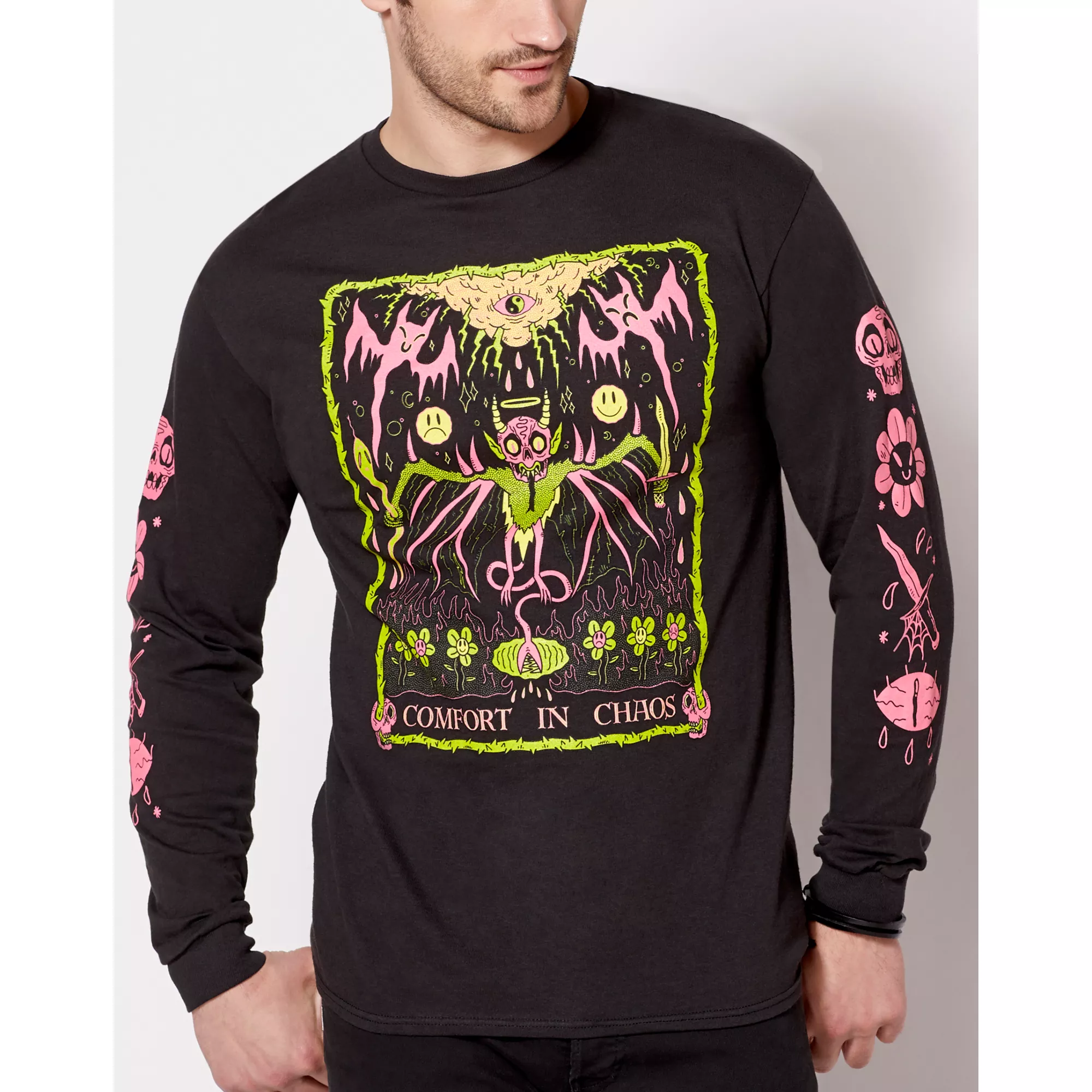 Comfort in Chaos Long Sleeve T Shirt at Spencer's