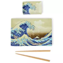 Wave Sushi Tray Set with Chopsticks at Spencer's