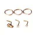 Multi-Pack CZ Rose Goldtone L Bend and Hoop Nose Rings 6 Pack - 20 Gauge at Spencer's