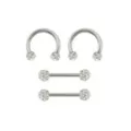 Multi-Pack CZ Nipple Horseshoe Rings and Barbells 2 Pair - 14 Gauge at Spencer's