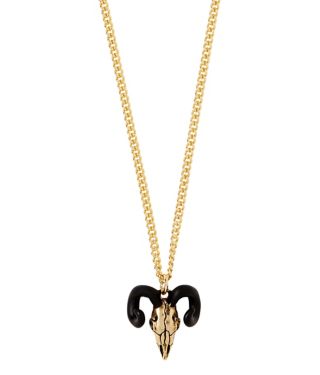 Goldtone Dark Zodiac Aries Necklace