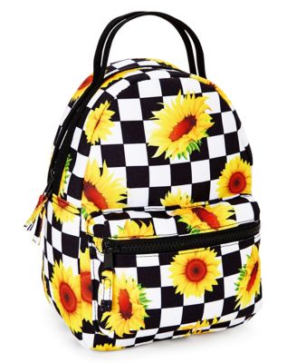 Checkered Sunflower Mini Backpack