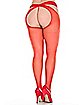 Plus Size Red Crotchless Stockings