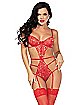 Red Cutout Strappy Lace Teddy