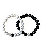 Long Distance Black and Gray Beaded Bracelets - 2 Pack
