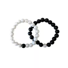 Long Distance Black and Gray Beaded Bracelets - 2 Pack at Spencer's