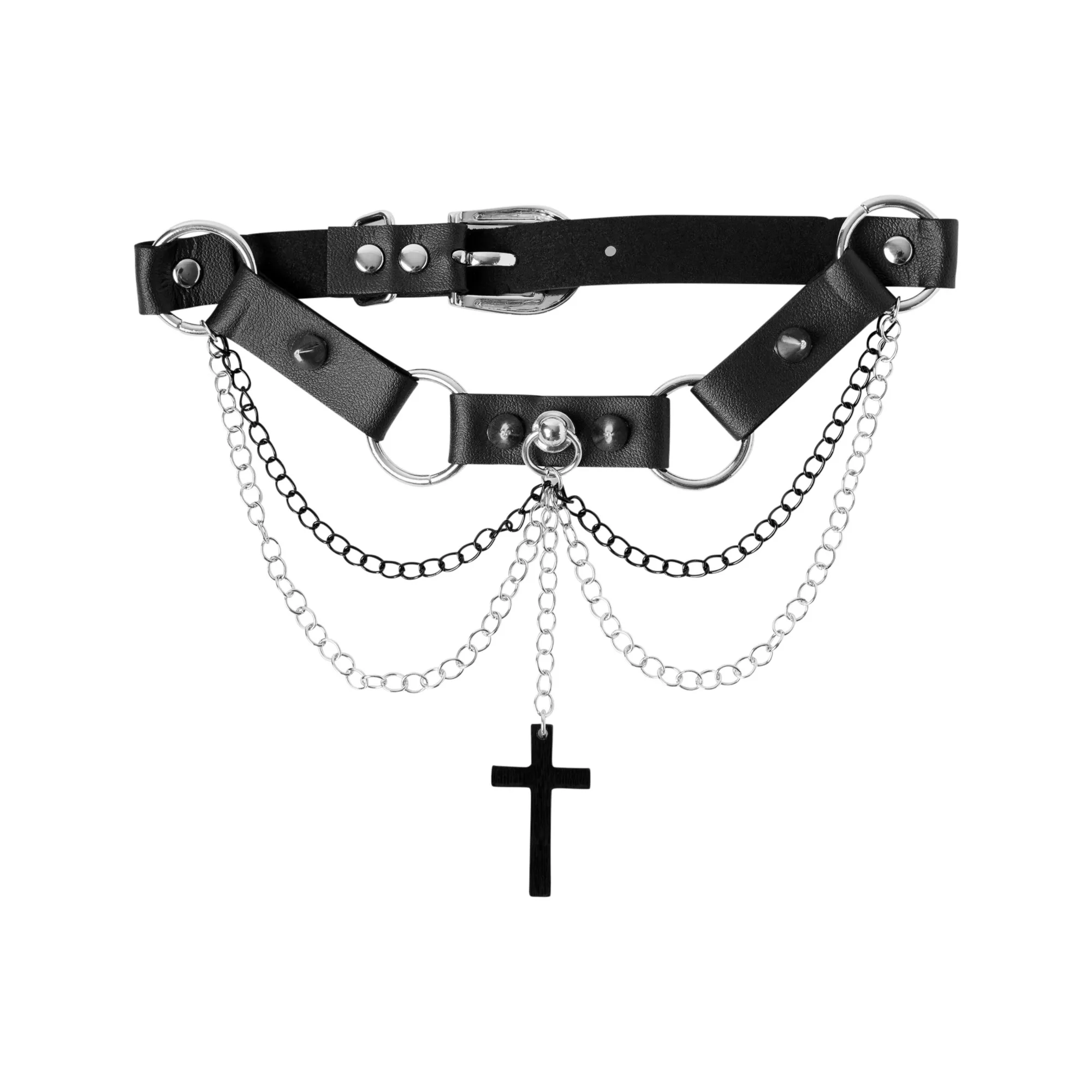 Cross Chain Spike Choker Necklace at Spencer's