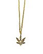 Goldtone CZ Leaf Curb Chain Necklace