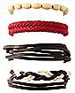 Multi-Pack Tan Red and Brown Intertwined Bracelets - 4 Pack