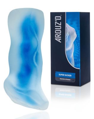 Clear Blue Super Sucker Frosted Stroker - Arouz'd