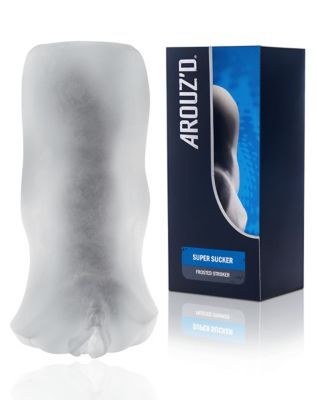 Clear Black Super Sucker Frosted Stroker - Arouz'd