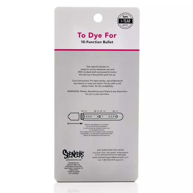 To Dye For 10-Function Waterproof Bullet Vibrator 5.25 Inch - Sexology at Spirit Halloween