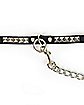 Faux Leather Stud Choker Necklace with Leash