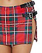Red Plaid School Girl Skirt with Slit