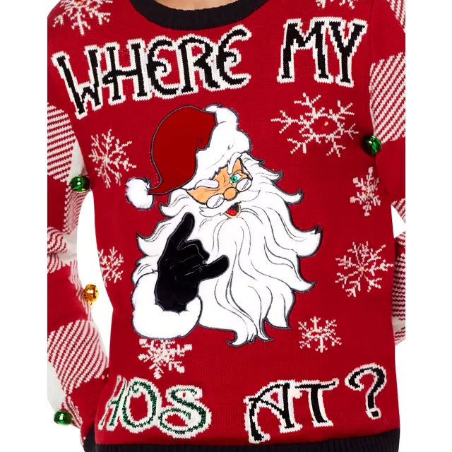 Light-Up Where My Hos At Ugly Christmas Sweater