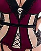 Plus Size Criss Cross Lace Corset and G-String Panties Set