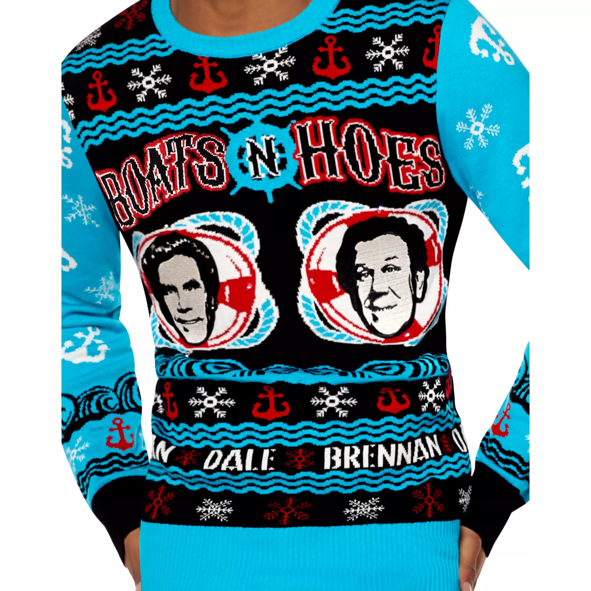 Light-Up Boats 'N Hoes Ugly Christmas Sweater - Step Brothers