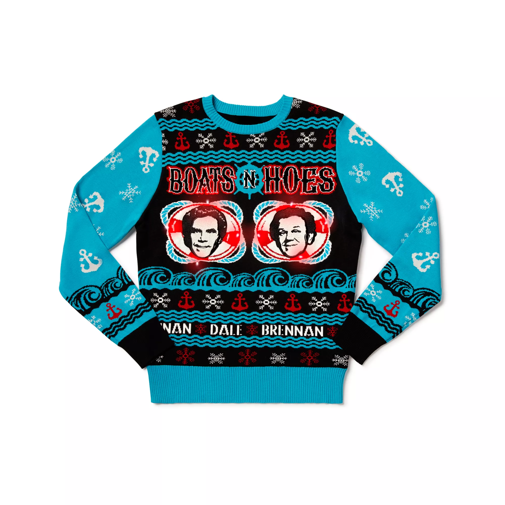 Light-Up Boats 'N Hoes Ugly Christmas Sweater - Step Brothers
