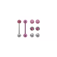 Multi-Pack Pink and Silvertone Barbells with Extra Balls - 14 Gauge at Spencer's