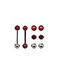 Multi-Pack Red and Silvertone Barbells with Extra Balls - 14 Gauge