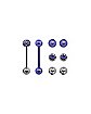 Multi-Pack Purple and Silvertone Barbells with Extra Balls - 14 Gauge