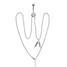 CZ Leaf Chain Belly Ring – 14 Gauge at Spencer's
