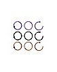 Multi-Pack Multi-Color Hoop Nose Rings 9 Pack - 20 Gauge